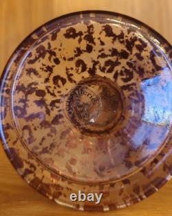Pair Vtg Cristallerie Italian Candle Holders Hand Blown Art Glass Gold Leaf