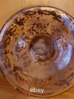 Pair Vtg Cristallerie Italian Candle Holders Hand Blown Art Glass Gold Leaf