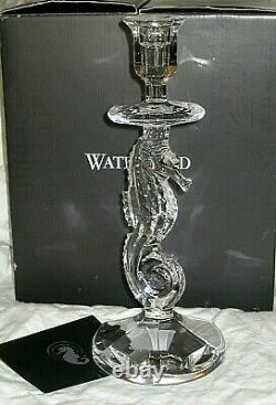 Pair WATERFORD Crystal SEAHORSE Candlesticks 11 Set 2 Candle Holders NIB GIFT