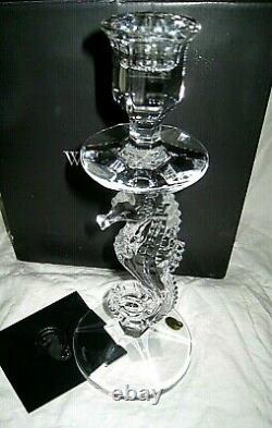 Pair WATERFORD Crystal SEAHORSE Candlesticks 11 Set 2 Candle Holders NIB GIFT