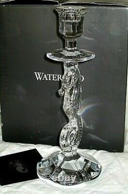 Pair WATERFORD Crystal SEAHORSE Candlesticks 11 Set 2 Candle Holders NIB GIFT