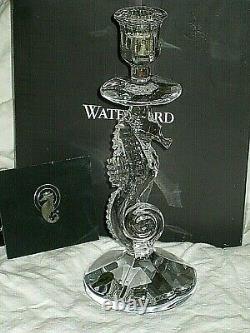 Pair WATERFORD Crystal SEAHORSE Candlesticks 11 Set 2 Candle Holders NIB GIFT