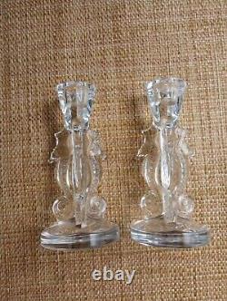 Pair Waterford SEAHORSE Crystal 6 Candle Holders Candlesticks