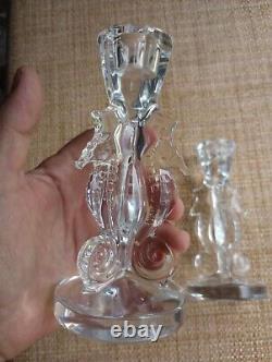 Pair Waterford SEAHORSE Crystal 6 Candle Holders Candlesticks