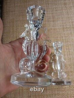 Pair Waterford SEAHORSE Crystal 6 Candle Holders Candlesticks