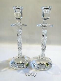 Pair of 11.5 Waterford Clear Crystal Seahorse Candle Holders