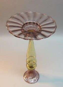 Pair of 12 STEUBEN Purple & Amber Art Glass Candle Holders c. 1930s antique