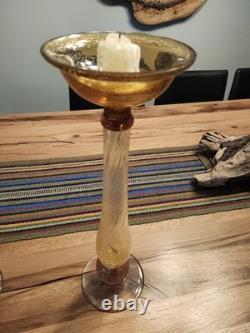 Pair of 18 Inch Murano/Italian Glass Candle Holders/Pristene