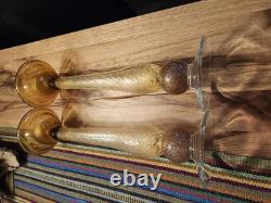 Pair of 18 Inch Murano/Italian Glass Candle Holders/Pristene