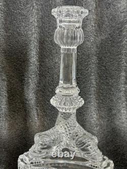 Pair of 2 Tiffany & Co Koi Dolphin Fish Crystal Candlestick Holders Signed 8.25