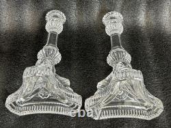 Pair of 2 Tiffany & Co Koi Dolphin Fish Crystal Candlestick Holders Signed 8.25