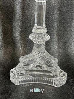 Pair of 2 Tiffany & Co Koi Dolphin Fish Crystal Candlestick Holders Signed 8.25
