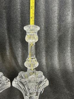Pair of 2 Tiffany & Co Koi Dolphin Fish Crystal Candlestick Holders Signed 8.25