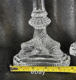 Pair of 2 Tiffany & Co Koi Dolphin Fish Crystal Candlestick Holders Signed 8.25