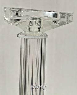 Pair of 21 Tall Elegant Heavy Crystal Reeded Candlesticks withMirrored Bottom