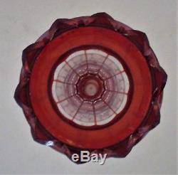 Pair of Antique Bohemian Ruby Red Cut Glass Mantle Lusters Candle Holders