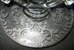 Pair of Art Deco Cambridge Glass Firenze Etching Pristine Double Candle Holders
