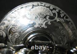 Pair of Art Deco Cambridge Glass Firenze Etching Pristine Double Candle Holders
