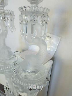 Pair of Baccarat Crystal Dolphin Candlesticks