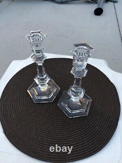 Pair of Baccarat Crystal Harcourt Candlesticks