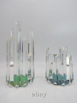 Pair of CRYSTAL RAINBOW PRISM CANDLE HOLDERS 5.5 & 9