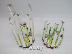Pair of CRYSTAL RAINBOW PRISM CANDLE HOLDERS 5.5 & 9
