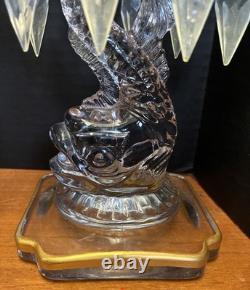 Pair of Cambridge 1612/1615 Hurricane Lamps Rose Point Gold Encrusted Etching