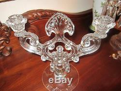 Pair of Cambridge Caprice Double Candelabras with Prisms