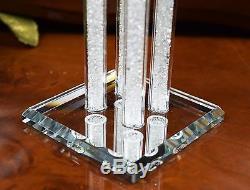 Pair of Crystal Candle Stick Holder Swarovski Elements Mirror Base with Gift Box