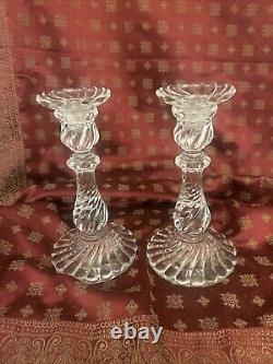 Pair of Exquisite BACCARAT Crystal BAMBOUS CANDLE HOLDERS