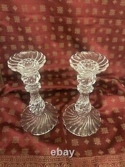 Pair of Exquisite BACCARAT Crystal BAMBOUS CANDLE HOLDERS