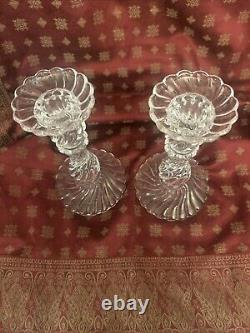 Pair of Exquisite BACCARAT Crystal BAMBOUS CANDLE HOLDERS