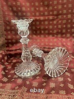 Pair of Exquisite BACCARAT Crystal BAMBOUS CANDLE HOLDERS