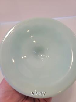 Pair of Fenton Hobnail Pastel Green Milk Glass Candle Holders 2.75x 4.5 HTF