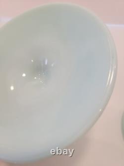Pair of Fenton Hobnail Pastel Green Milk Glass Candle Holders 2.75x 4.5 HTF