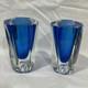 Pair Of Flavio Poli Murano Glass Sommerso Bud Vases Candle Holders Combo 6 Tall