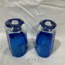 Pair of Flavio Poli Murano Glass Sommerso Bud Vases Candle Holders Combo 6 Tall