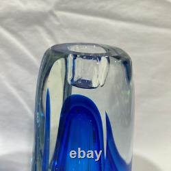 Pair of Flavio Poli Murano Glass Sommerso Bud Vases Candle Holders Combo 6 Tall