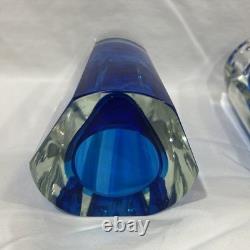 Pair of Flavio Poli Murano Glass Sommerso Bud Vases Candle Holders Combo 6 Tall