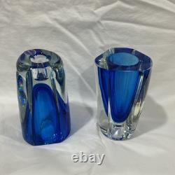 Pair of Flavio Poli Murano Glass Sommerso Bud Vases Candle Holders Combo 6 Tall