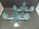 Pair Of Fostoria Flame Azure Blue Double Candle Holders George Sakier Designer