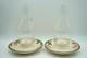 Pair Of Franciscan Desert Rose Hurricane Lamp Candle Holders With Chimneys