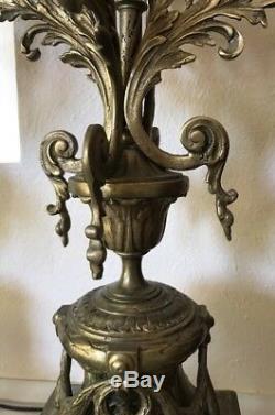 Pair of French Louis XV Style 19th Century Bronze 5 Arm Candelabra 23 Antique