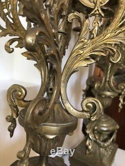 Pair of French Louis XV Style 19th Century Bronze 5 Arm Candelabra 23 Antique