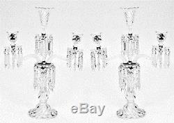 Pair of French Victorian Baccarat Crystal Swirl Design 2 Arm Candelabra