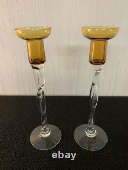 Pair of Glass Candle Holders (Price of the Lot)