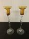 Pair Of Glass Candle Holders (price Of The Lot)