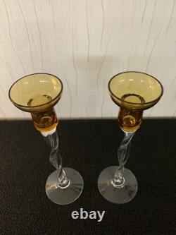Pair of Glass Candle Holders (Price of the Lot)