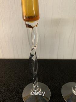 Pair of Glass Candle Holders (Price of the Lot)
