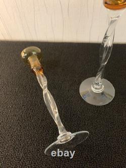 Pair of Glass Candle Holders (Price of the Lot)